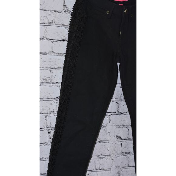 Lilly Pulitzer Onyx South Ocean Lace Trim Skinny Jeans Size 2 - Picture 6 of 12